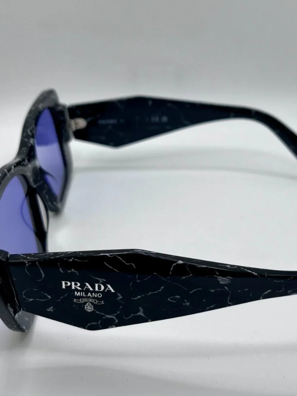 PRADA SPR 08Y Sunglasses Black Marble Violet Lens PR08YS 51-18 145 Authentic